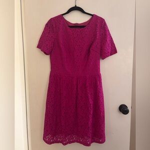 Enfocus Studio Pink A-Line Midi Dress Scoop Neck Short Sleeve